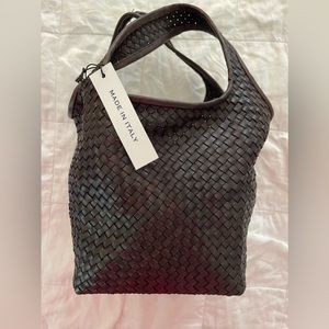 Small Woven leather tote